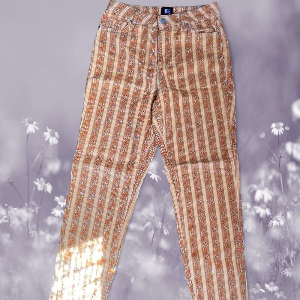 Orange and cream striped floral